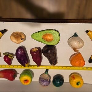 Unique Vintage Colorful Papier Mâché Fruit and Vegetable Decor Set